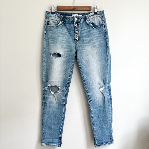 KanCan Denim - KanCan Mid Rise Distressed Girlfriend Jeans